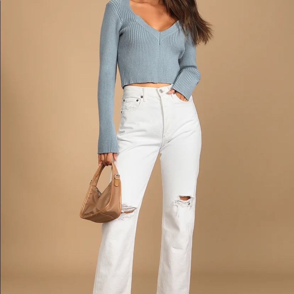 LuLus V Neck Crop Sweater